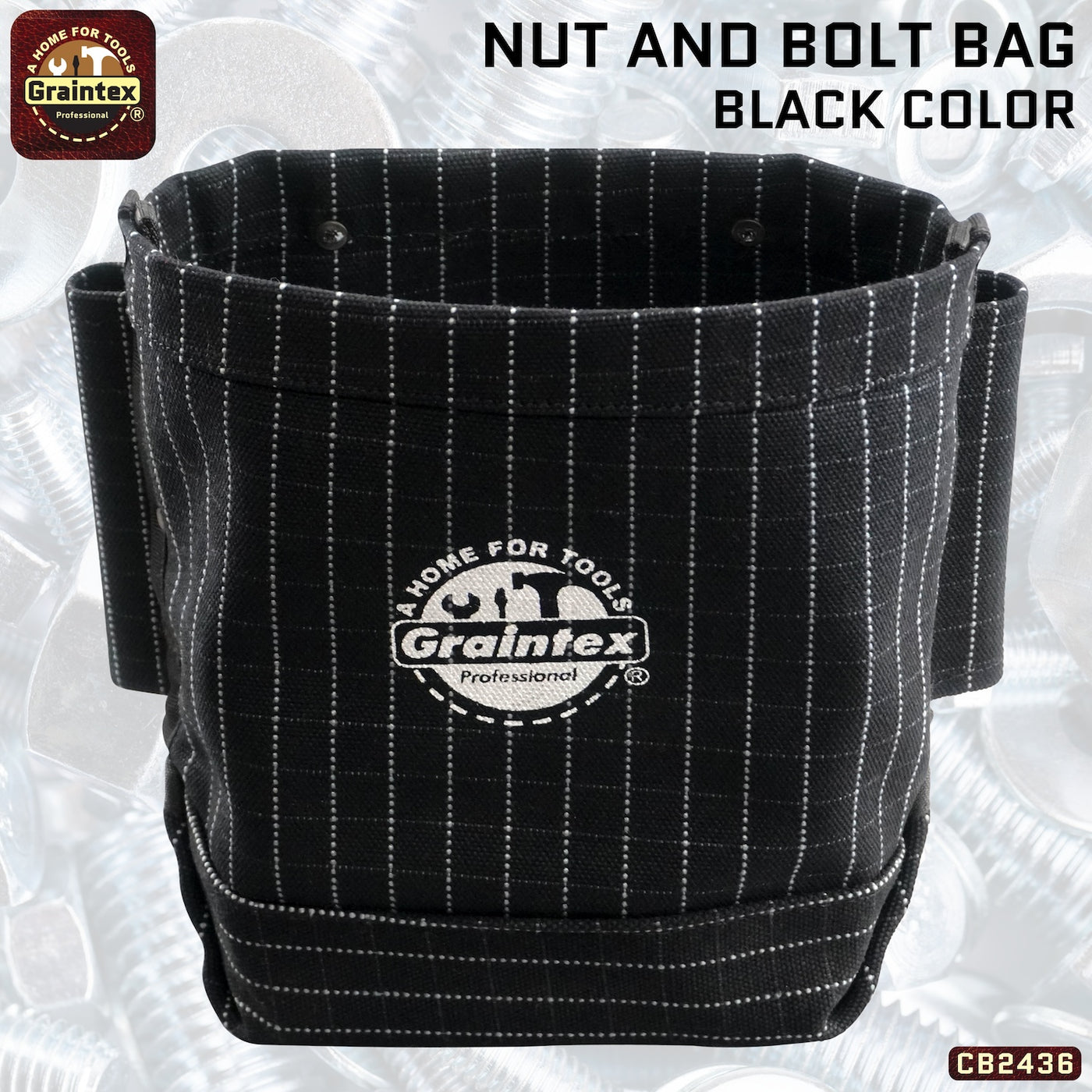 CB2436 :: Nut & Bolt Bag Heavy Duty Black Color Canvas