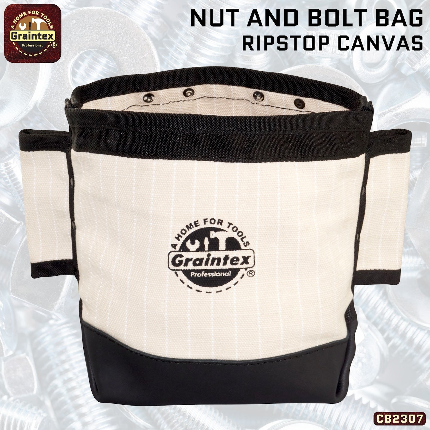 Graintex CB2136 Heavy Duty Nut & Bolt Bag - Canvas Tool Pouch With Tunnel Loop For Belt, 6x12x10 Inches - View #9
