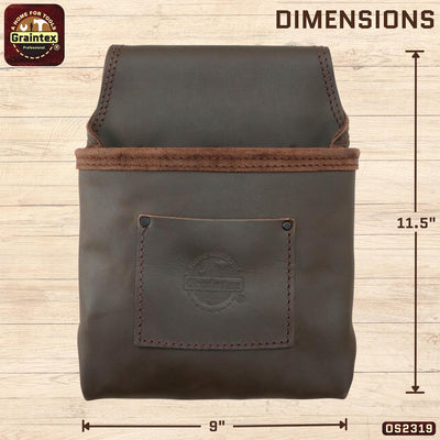 OS2319 :: 1 Pocket Nail & Tool Pouch Brown Color Top Grain Oil Tanned Leather