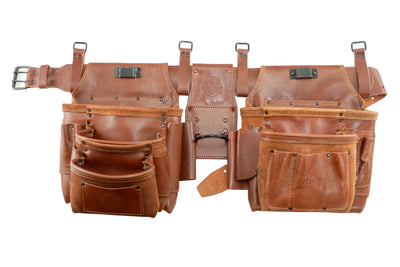 AD2539 :: 4 Piece 18 Pocket Framer's Tool Belt Combo Ambassador Series Chestnut Brown Grain Leather