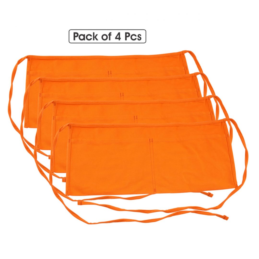 CA2025 :: 2 Pocket Canvas Waist Apron Orange Color (Pack of 4 pcs)