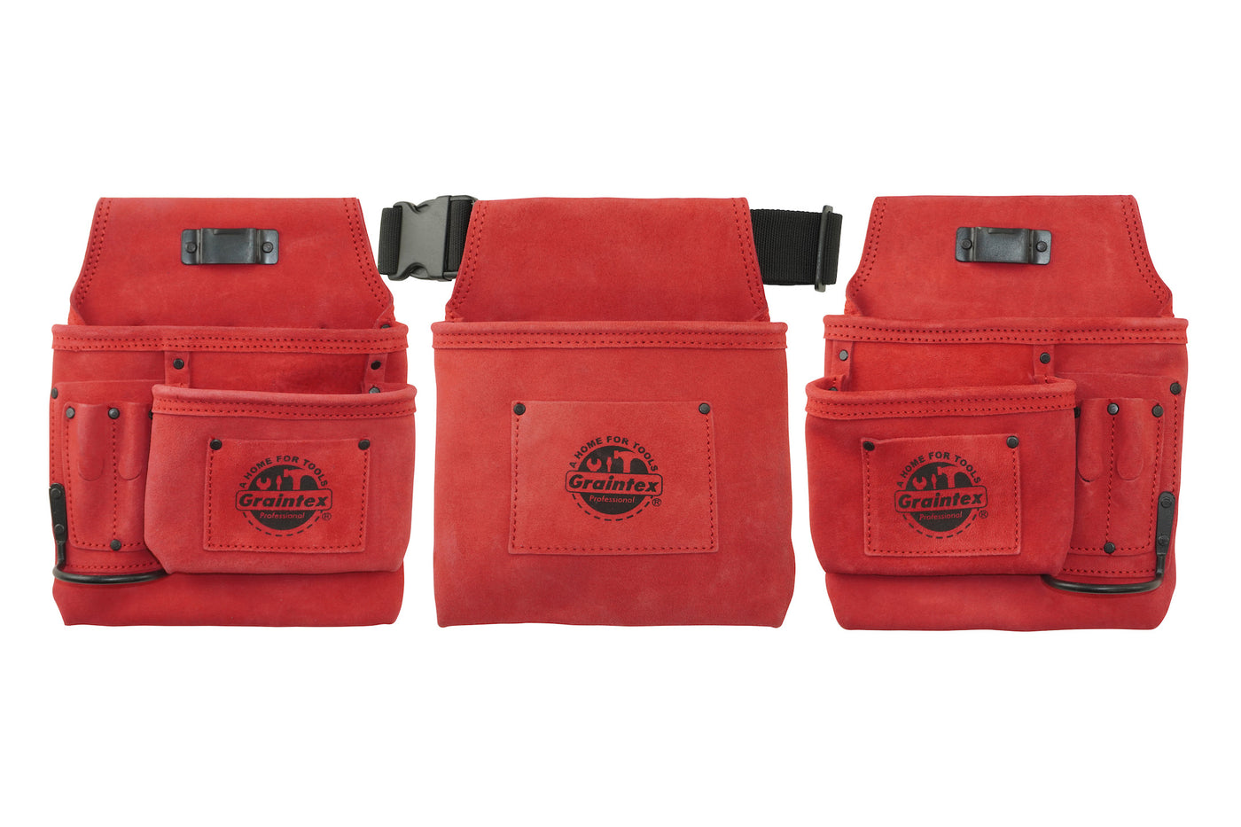 DS2723 :: 4 Piece 14 Pocket Tool Belt Combo Red Color Suede Leather
