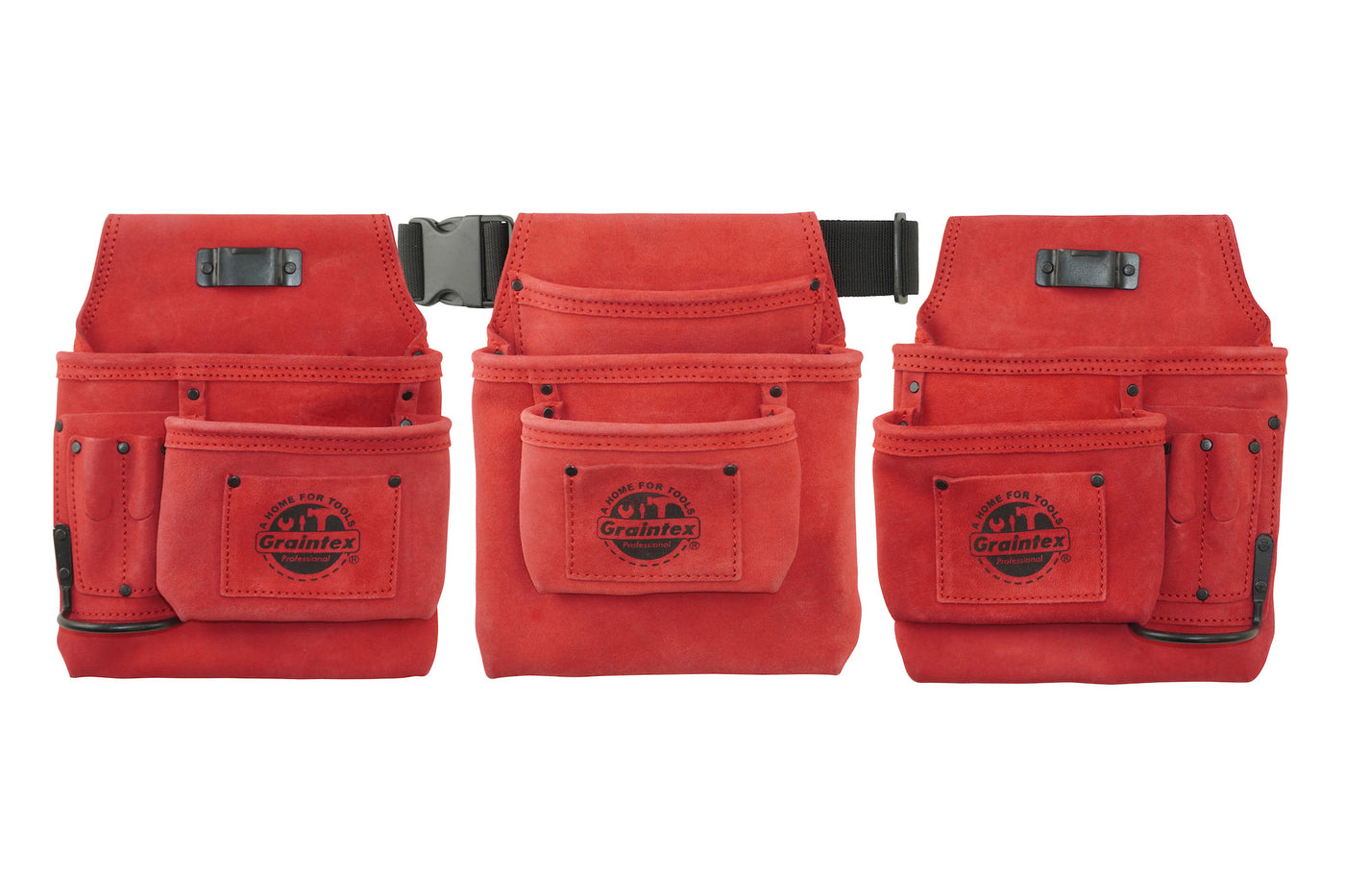 DS2782 :: 4 Piece 16 Pocket Tool Belt Combo Red Color Suede Leather
