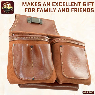 AS2567 :: 6 Pocket Framer’s Tool Pouch Ambassador Series Chestnut Brown Color Top Grain Leather