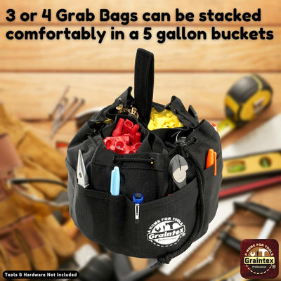 GB2883 :: Grab Bag Black Color Rip-stop Canvas 18 Pockets Drawstring Closure