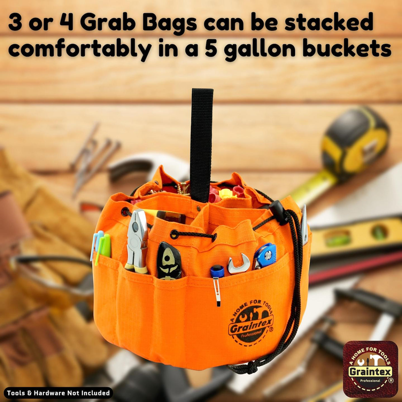 GB2890 :: Grab Bag Orange Color Rip-stop Canvas 18 Pockets Drawstring Closure