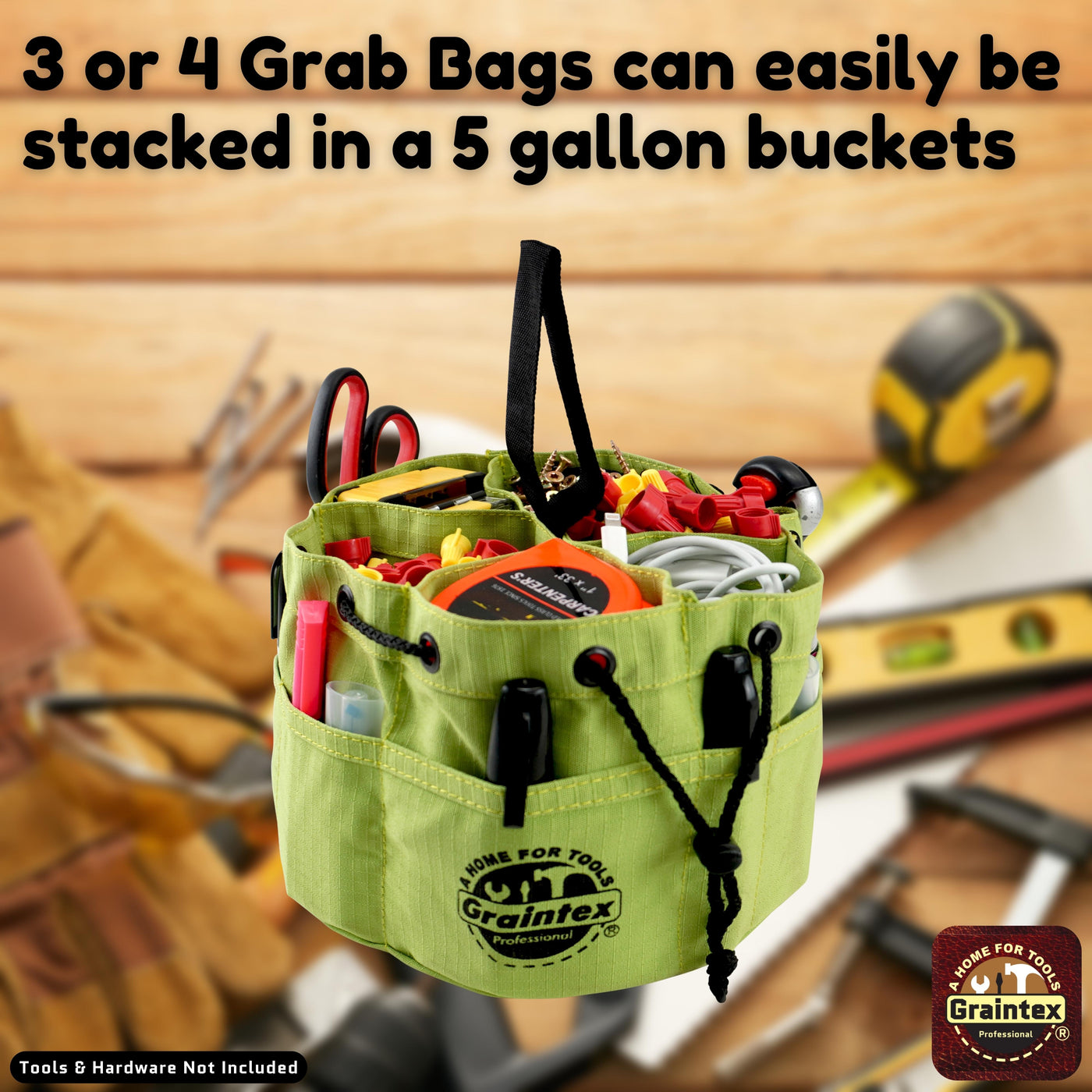 GB2893 :: Grab Bag Lime Green Color Rip-stop Canvas 18 Pockets Drawstring Closure
