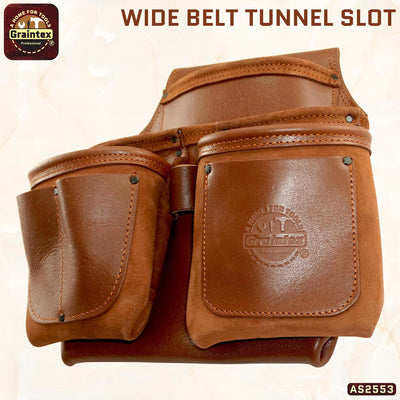 AS2553 :: 8 Pocket Framer's Tool Pouch Ambassador Series Chestnut Brown Color Top Grain Leather