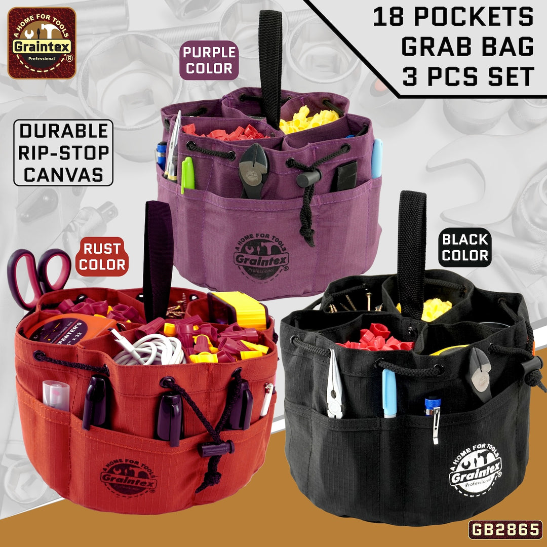 fab groundbreaker crix ブラックフライデーpack GB2865 :: 3 Pcs Grab Bags Set Rust, Black and Purple Color Rip