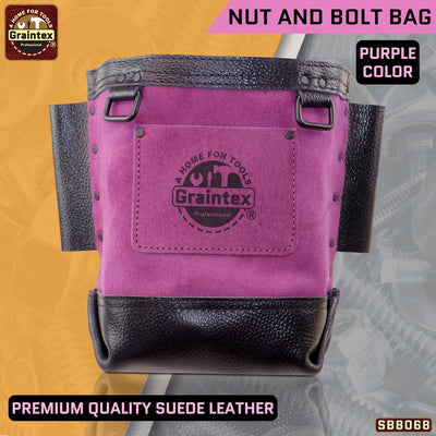 SB8068 :: Nut & Bolt Bag Purple Color Premium Quality Suede Leather