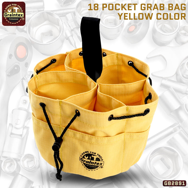 10 in. 6-Pocket Grab Tool Bag with Drawstring Closure in Orange Canvas 10 in. 6-Pocket Grab Tool Bag with Drawstring Closure in Orange Canvas