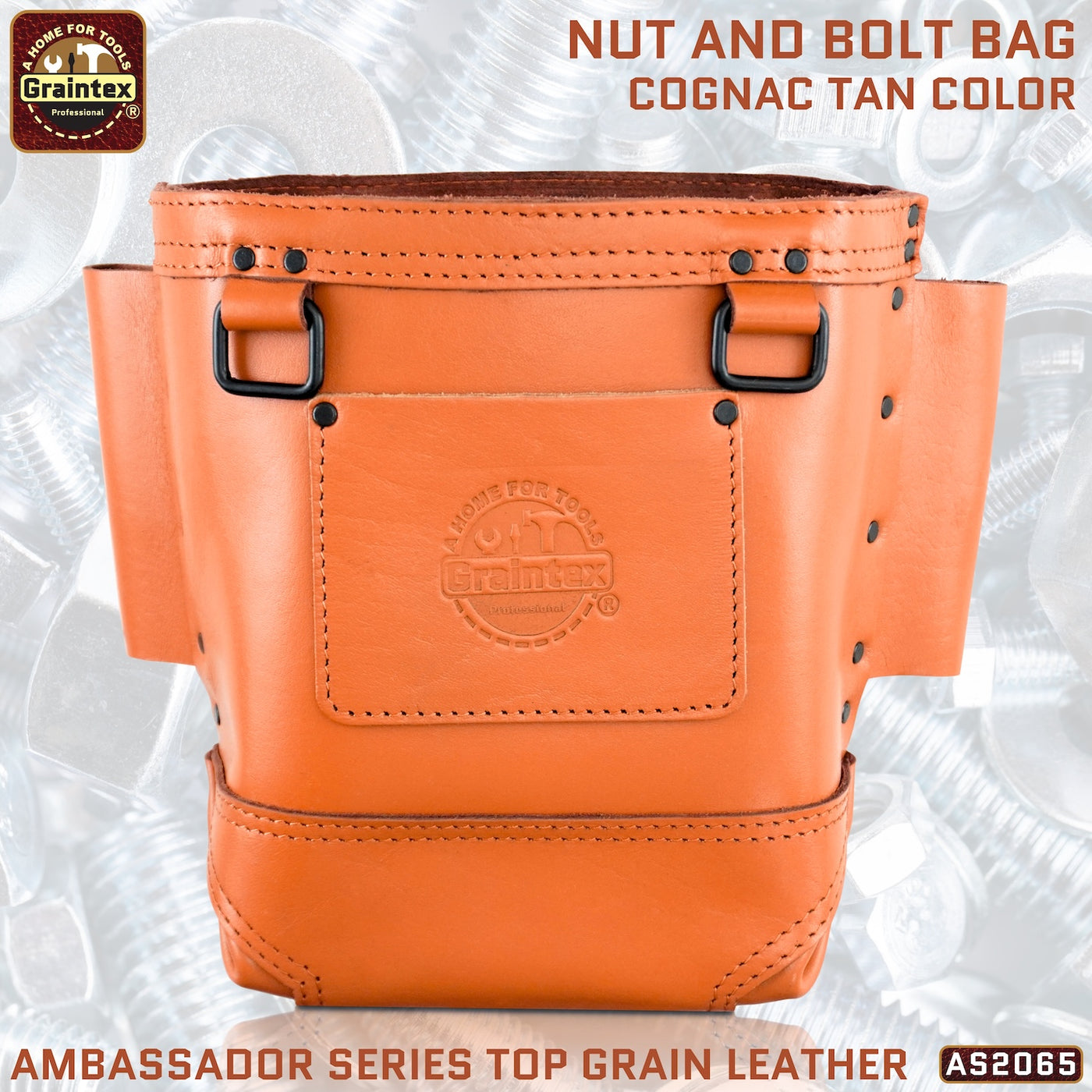 AS2065 :: Nut and Bolt Bag Ambassador Series Cognac Tan Color Top Grain Leather