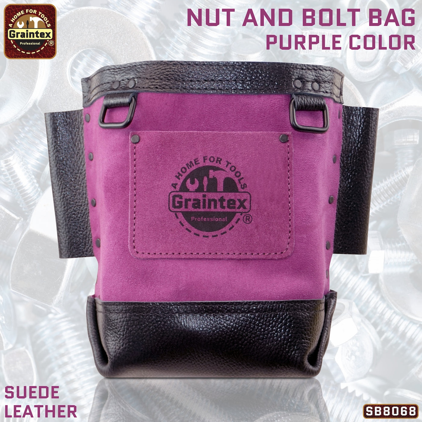 CB8068 :: Nut & Bolt Bag Purple Color Premium Quality Suede Leather