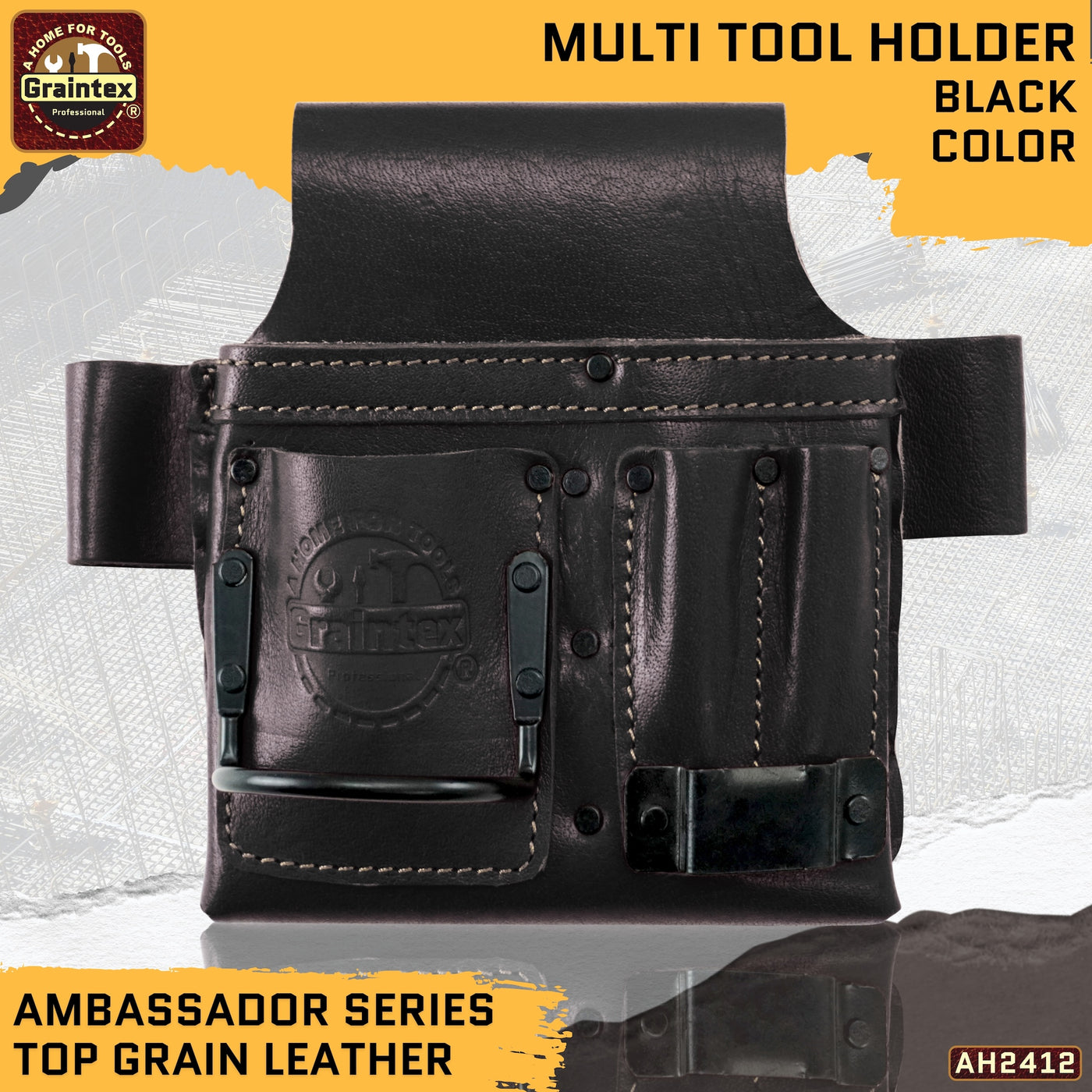 AMBASSADOR SERIES MULTI TOOL HOLDER BLACK COLOR TOP GRAIN LEATHER