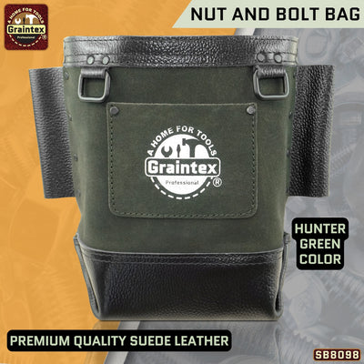 SB8098 :: Nut & Bolt Bag Hunter Green Color Premium Quality Suede Leather