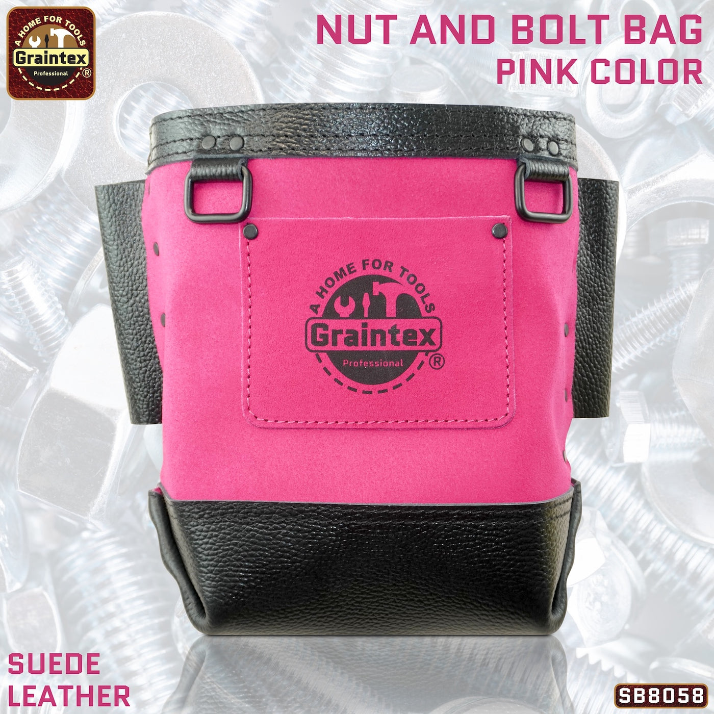CB8058 :: Nut & Bolt Bag Pink Color Premium Quality Suede Leather