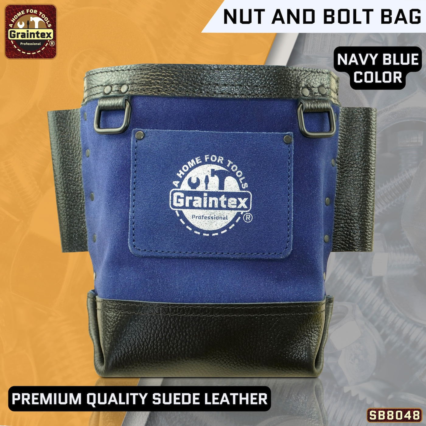 SB8048 :: Nut & Bolt Bag Navy Blue Color Premium Quality Suede Leather
