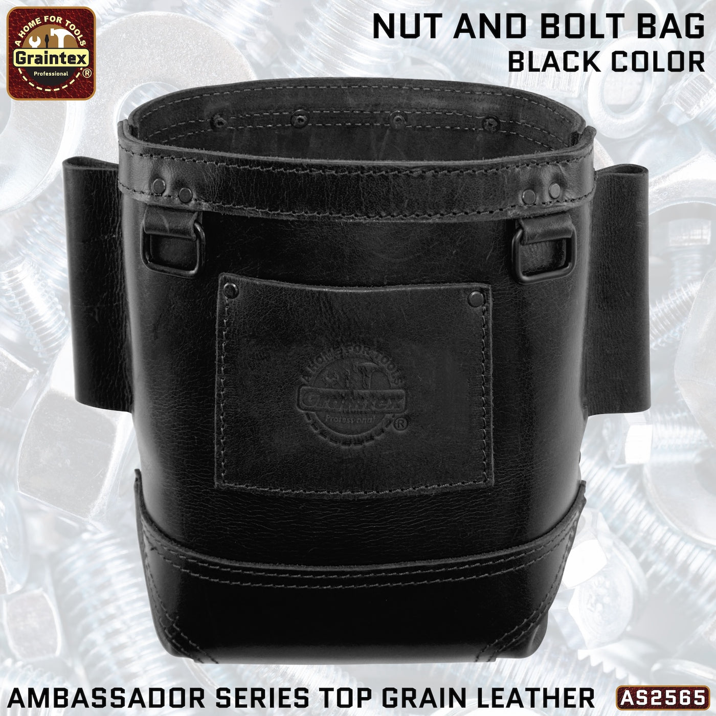 AS2565 :: Nut and Bolt Bag Ambassador Series Black Color Top Grain Leather