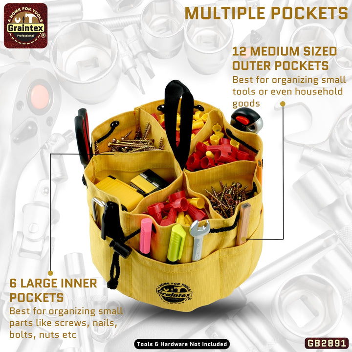 GB2891 :: Grab Bag Yellow Color Rip-stop Canvas 18 Pockets