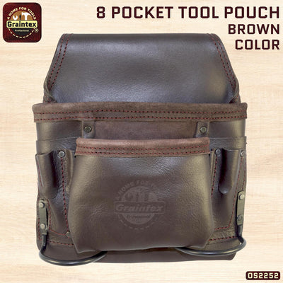 OS2252 :: 8 Pocket Nail & Tool Pouch Oil Tanned Leather