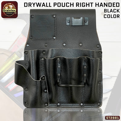 ST2881 :: Drywall Pouch Right Handed Black Color RUGGED Top Grain Leather