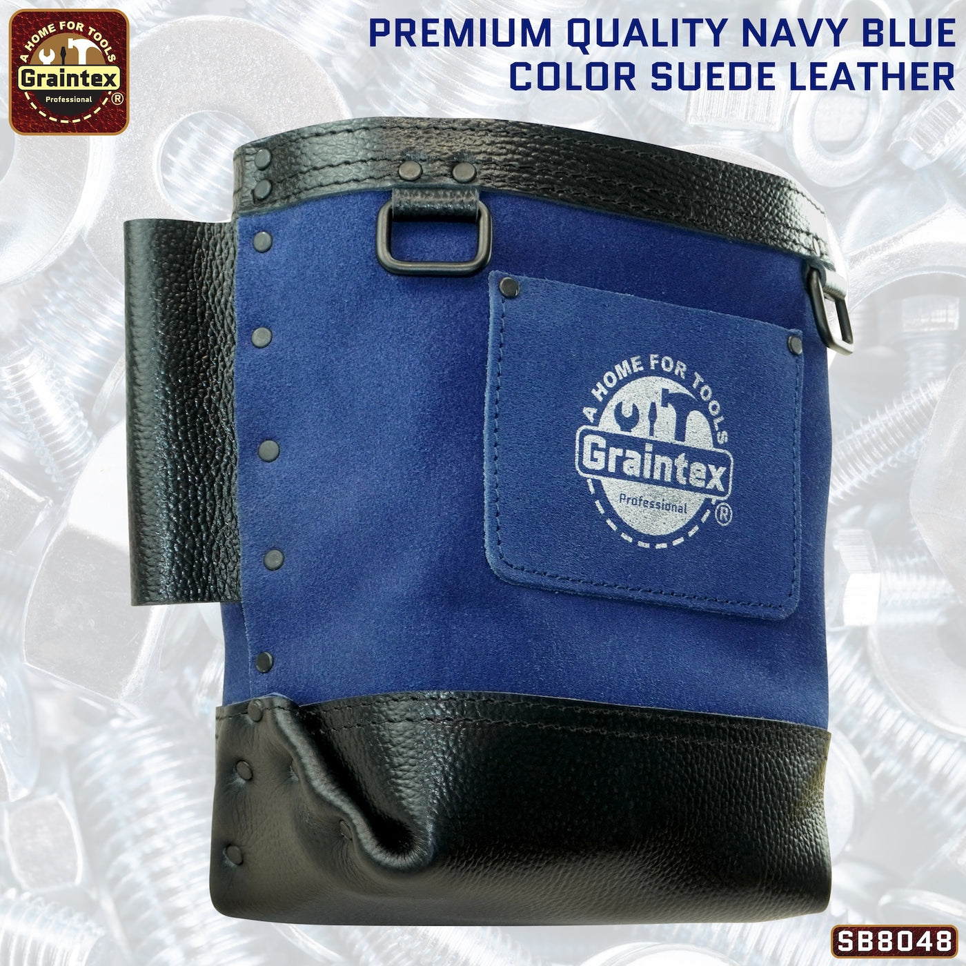 CB8048 :: Nut & Bolt Bag Navy Blue Color Premium Quality Suede Leather