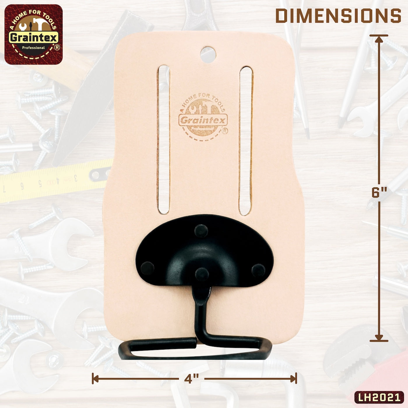 LH2021 :: HAMMER HOLDER SWIVEL HEAVY DUTY NATURAL COLOR TOP GRAIN LEATHER