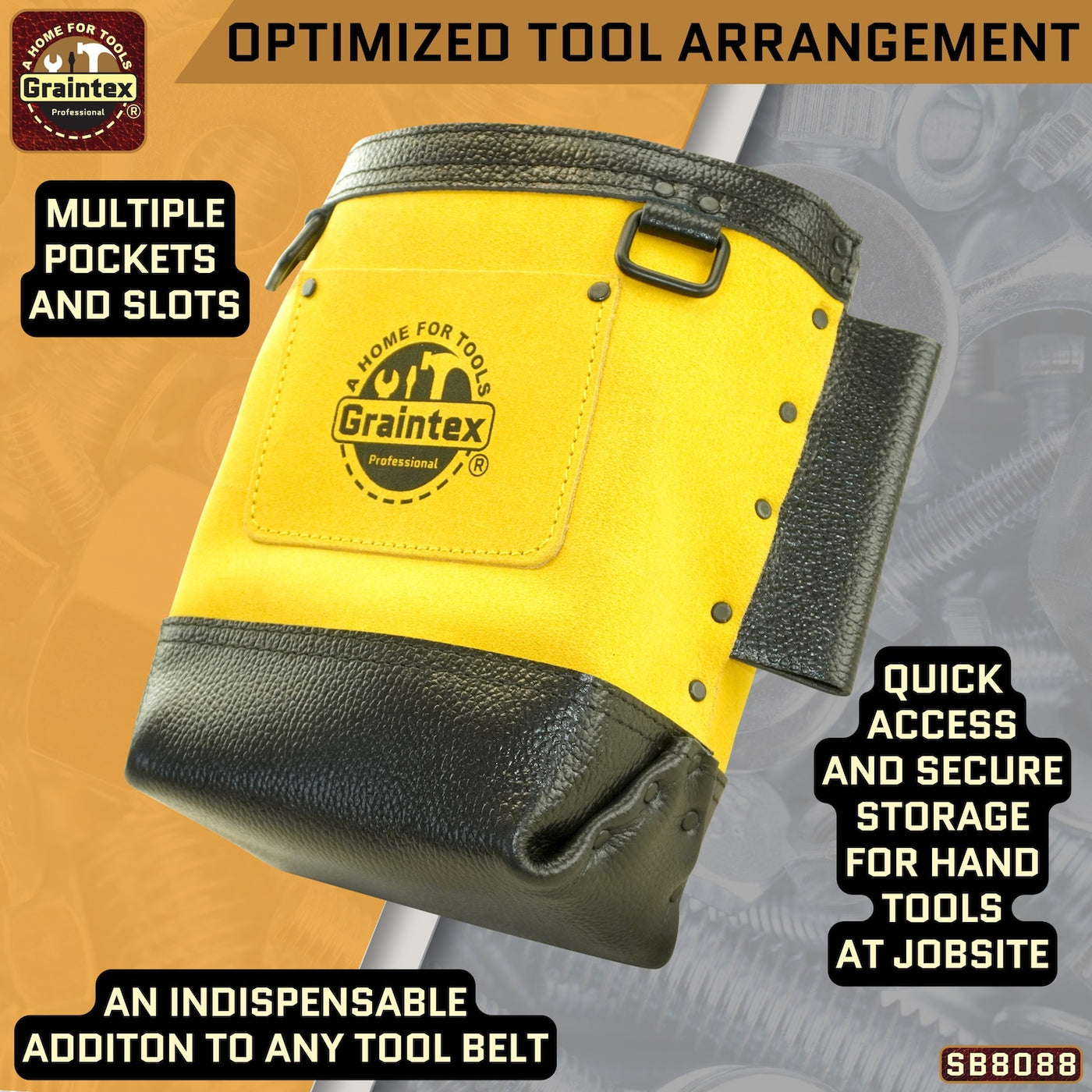 SB8088 :: Nut & Bolt Bag Yellow Color Premium Quality Suede Leather