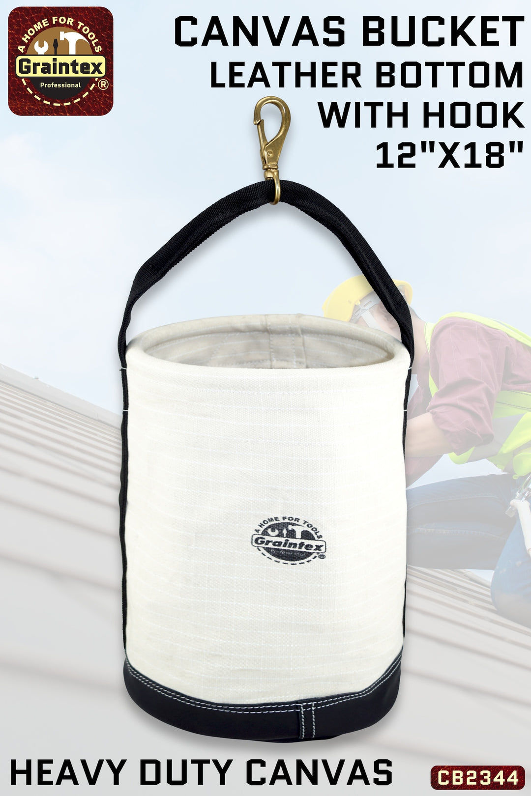 Graintex 12 in. 1-Pocket Utility Tool Bucket in White with Hook