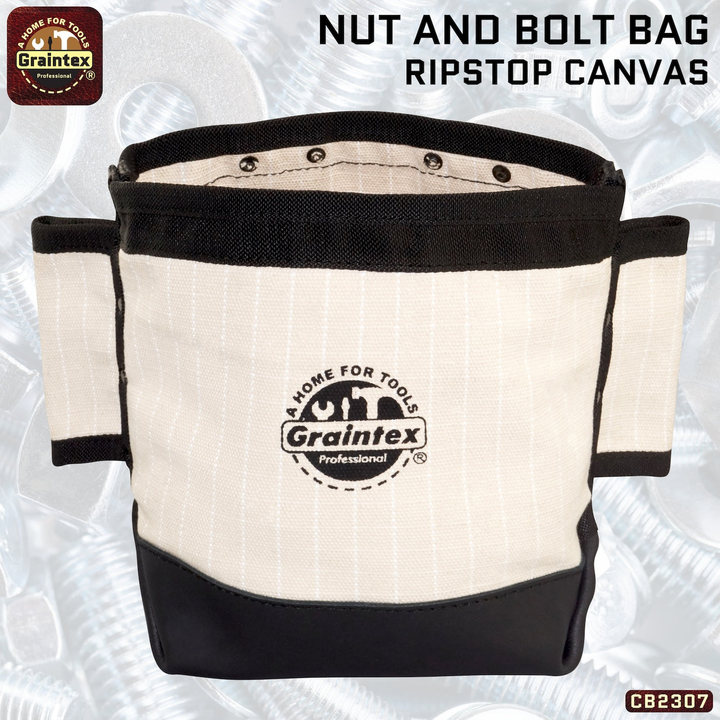 CB2307 :: Nut & Bolt Bag Heavy Duty Canvas Leather Bottom