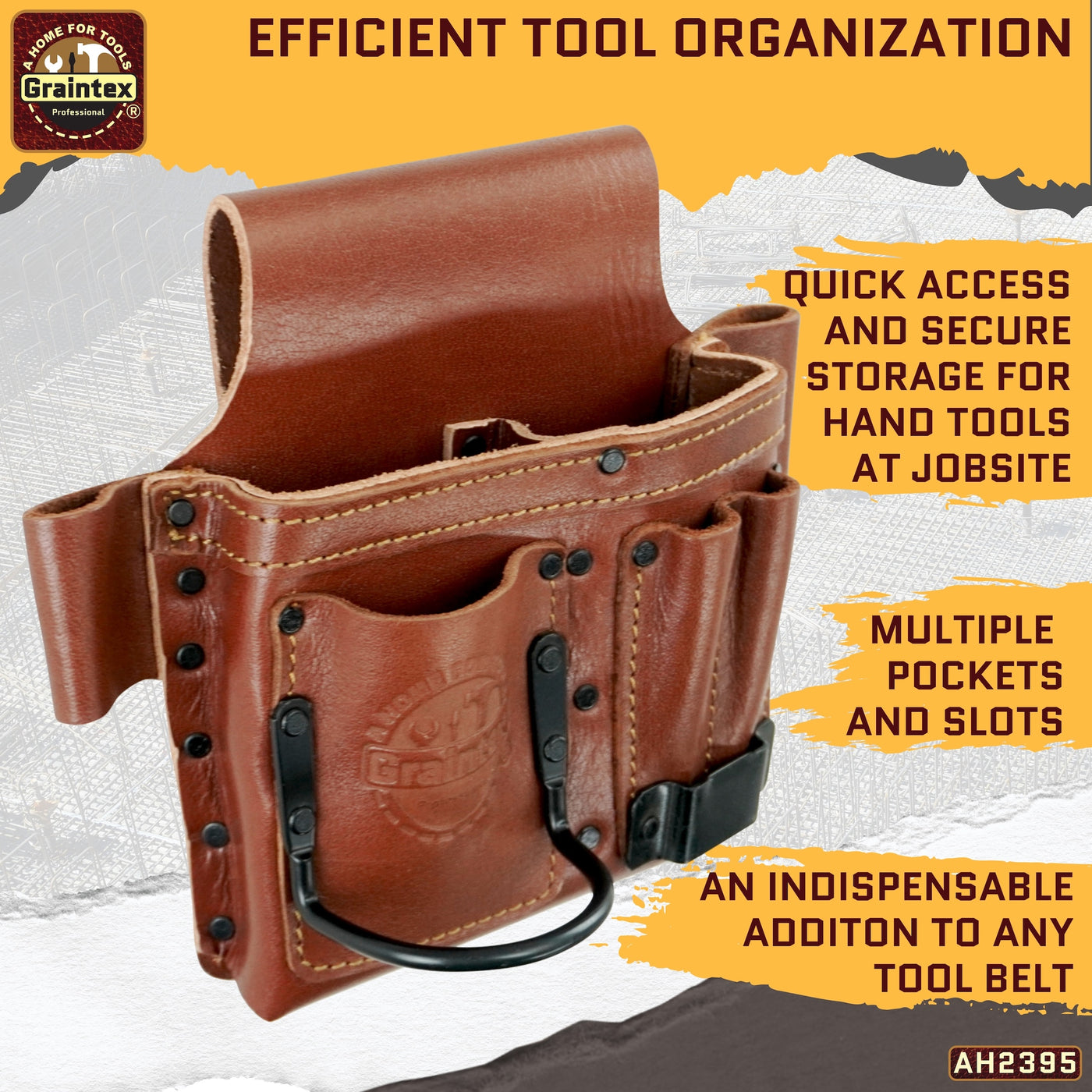 AMBASSADOR SERIES MULTI TOOL HOLDER CHESTNUT BROWN COLOR TOP GRAIN LEATHER