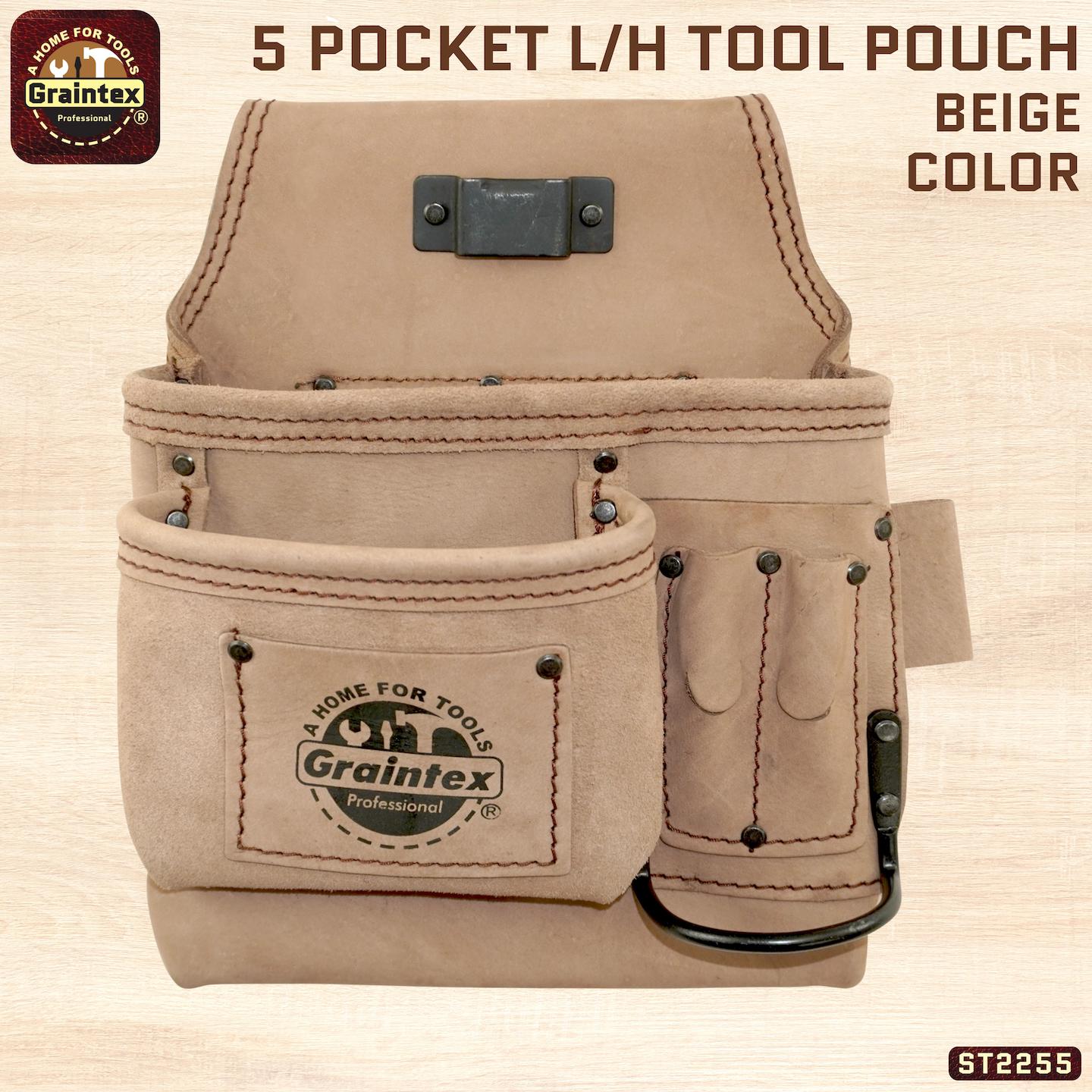 Genuine Leather Tool Bag Graintex Left-Handed Leather Tool Pouch - 5 ...