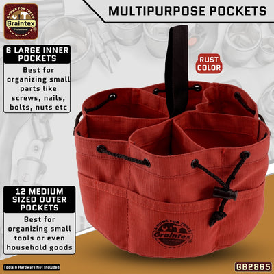 GB2865 :: 3 Pcs Grab Bags Set Rust, Black and Purple Color Rip-stop Canvas 18 Pockets