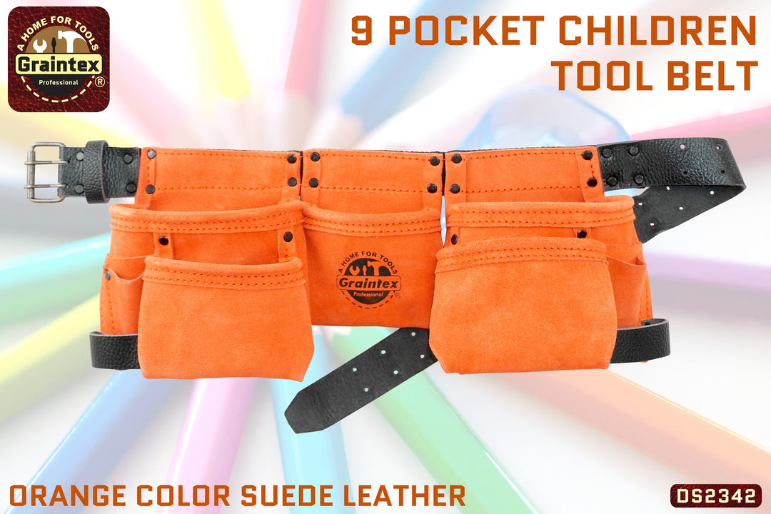 Graintex AS2577 Ambassador Series 8 Pocket Framers Tool Pouch Top Grain Leather For Framers Constructors Electricians Plumbers Handyman