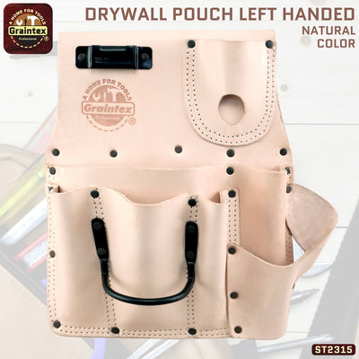 ST2315 :: Drywall Pouch Left Handed Natural Color Top Grain Leather