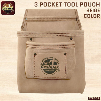 ST2007 :: 3 Pocket Nail & Tool Pouch Top Grain Leather