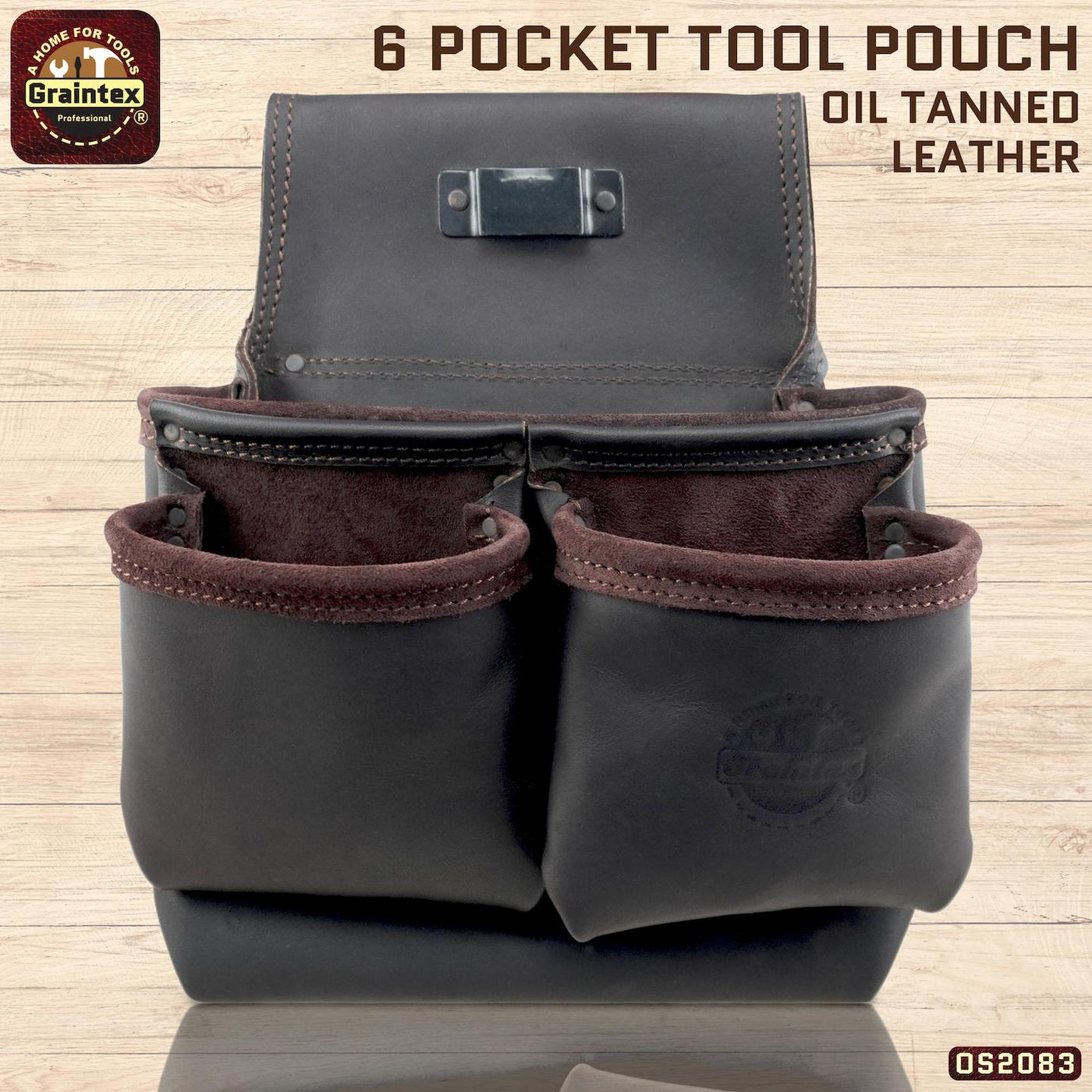 OS2083 :: 6 Pocket Framer’s Nail & Tool Pouch Brown Color Top Grain Oil Tanned Leather