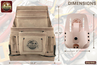 DS2981 :: 4 Piece 20 Pocket Tool Belt Combo Beige Color Suede Leather