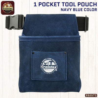 SS2573 :: 1 Pocket Nail & Tool Pouch Navy Blue Color Suede Leather with Belt