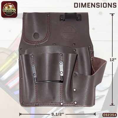 OS2354 :: Drywall Pouch Left Handed Brown Color Industrial Grade Oil Tanned Leather