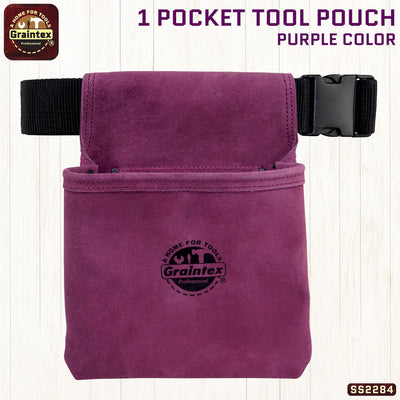 SS2284 :: 1 Pocket Nail & Tool Pouch Purple Color Suede Leather with Belt