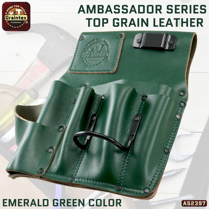 希少　ダイアモンドバックレザー　S.S.I ハンドメイドUSA製　バックル AS2397 :: Drywall Pouch Right Handed Ambassador Series Emerald