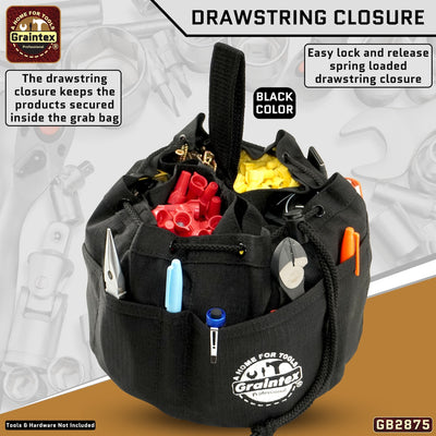 GB2875 :: 3 Pcs Grab Bags Set Khaki, Black and Hunter Green Color Rip-stop Canvas 18 Pockets