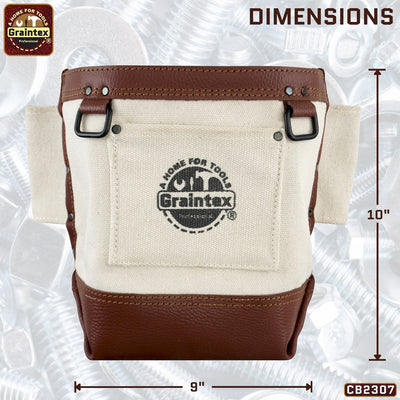 CB2307 :: Nut & Bolt Bag Heavy Duty White Canvas/Rugged Top Grain Leather
