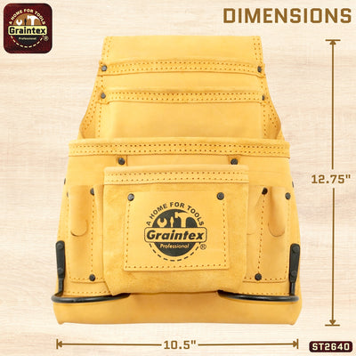 ST2640 :: 10 Pocket Nail & Tool Pouch Yellow Color Top Grain Leather