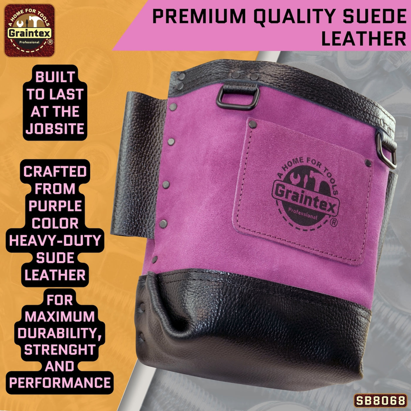 SB8068 :: Nut & Bolt Bag Purple Color Premium Quality Suede Leather