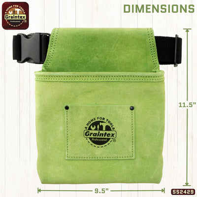 SS2429 :: 1 Pocket Nail & Tool Pouch Lime Green Color Suede Leather with Belt