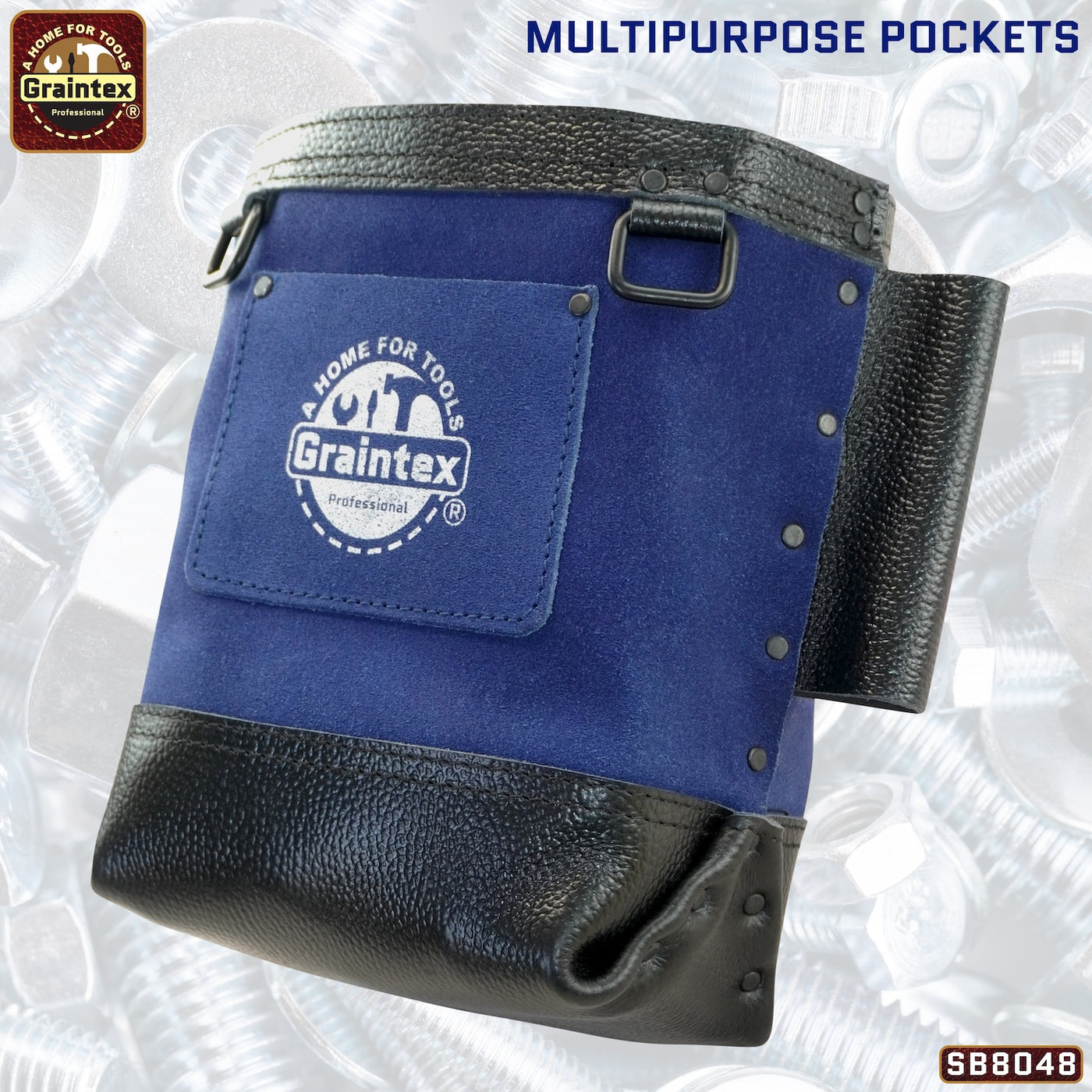 CB8048 :: Nut & Bolt Bag Navy Blue Color Premium Quality Suede Leather