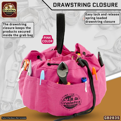 GB2835 :: 3 Pcs Grab Bags Set Purple, Pink and Lime Green Color Rip-stop Canvas 18 Pockets