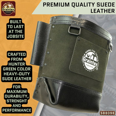 SB8098 :: Nut & Bolt Bag Hunter Green Color Premium Quality Suede Leather